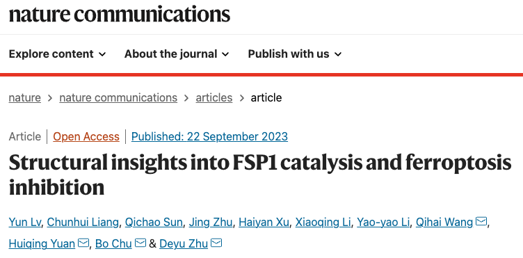 Nature子刊：苑辉卿/初波团队发现FSP1调控CoQ10抵抗铁死亡的生化机制