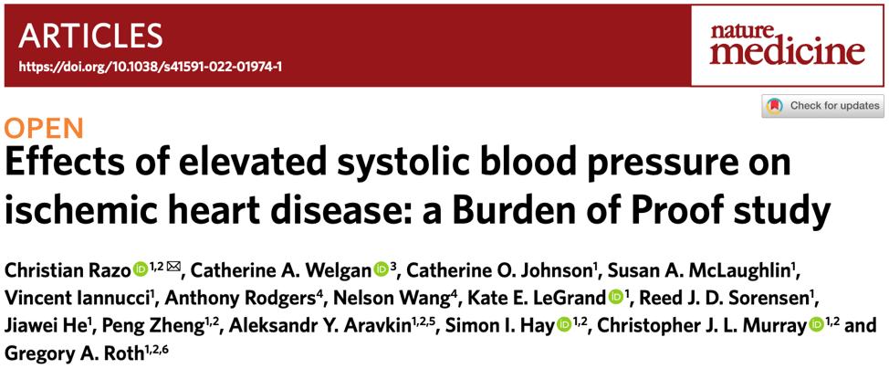 《自然·医学》：血压130，还是不安全！近150万人数据表明，与收缩压100相比，130仍与缺血性心脏病风险增加81%相关