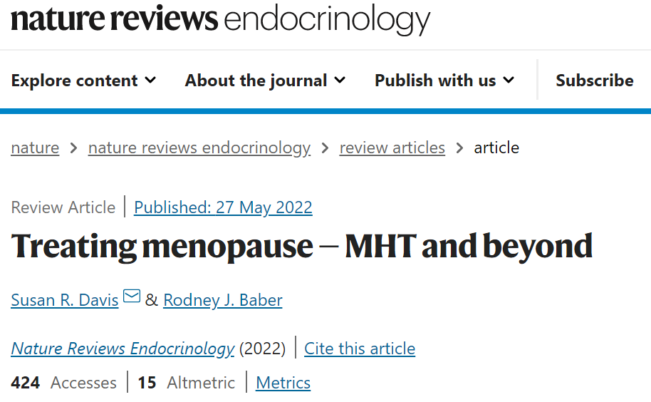 治疗不足现象突出！《自然》子刊综述：女性进入这个关键年龄段，如何合理应用激素治疗?