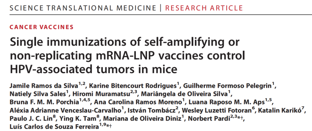 mRNA疫苗出手：只需一剂，即可抵抗HPV相关肿瘤，效果优于DNA或重组蛋白疫苗