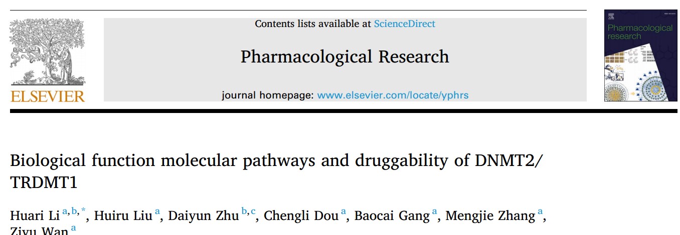 Pharmacological Research：DNMT2/TRDMT1的生物学功能、分子途径及药效性