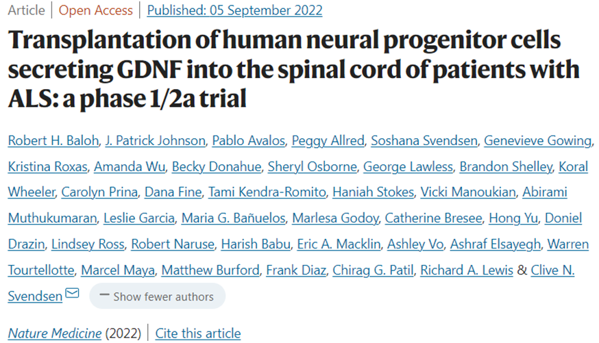 Nat Med：一项安全性临床试验表明干细胞基因疗法有望安全地治疗渐冻人症