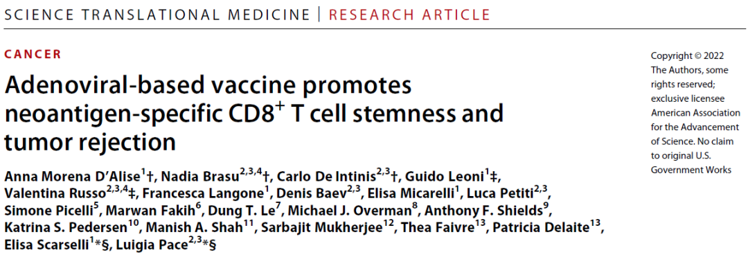 《科学》子刊：腺病毒载体疫苗让免疫治疗“战力爆棚”！
