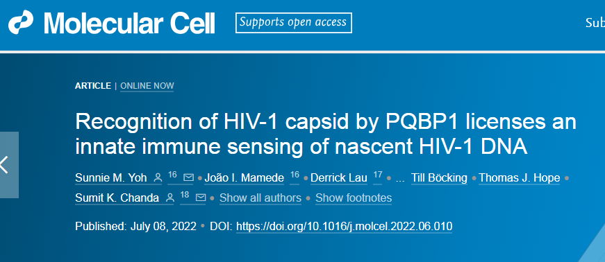 Mol Cell：揭示机体免疫系统利用两步法机制来抵御HIV-1感染的新型分子机制