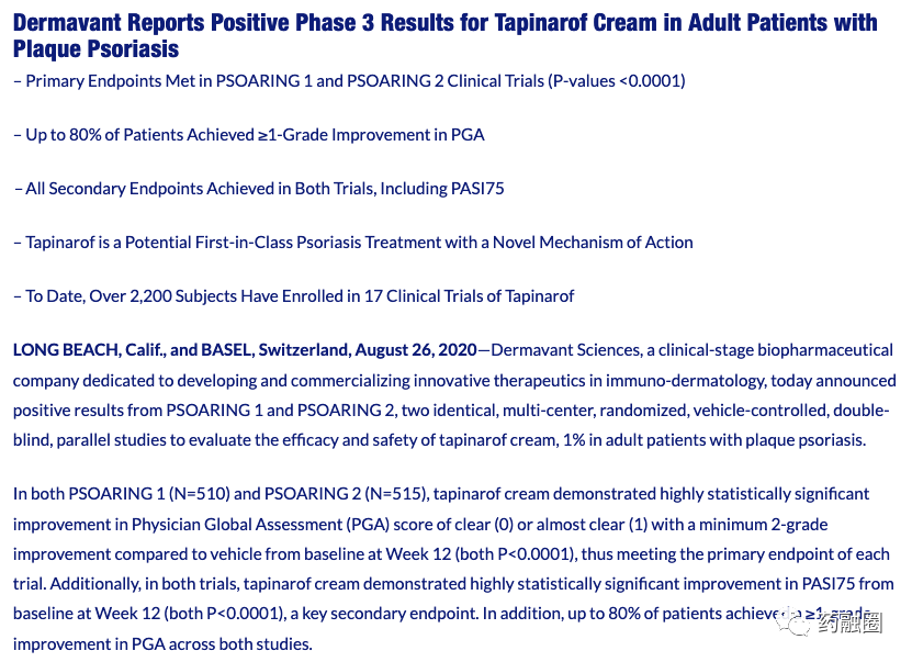 First In Class-本维莫德班块银屑病3期临床优异；年中递交美国NDA