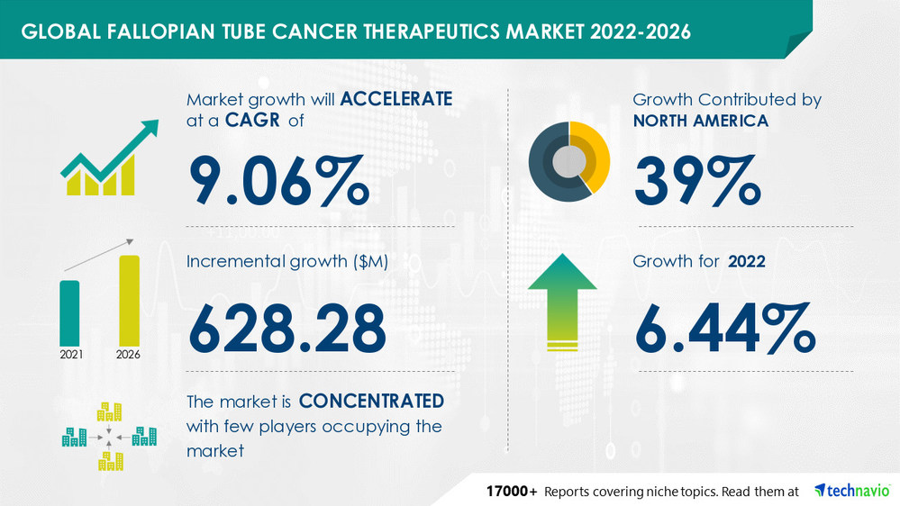 Fallopian Tube Cancer Therapeutics Market Size to Grow by USD 628.28 million | 39% of Market Growth to Originate from North America | Technavio