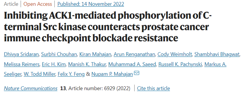 Nat Commun：新研究表明小分子ACK1抑制剂(R)-9b有望治疗前列腺癌
