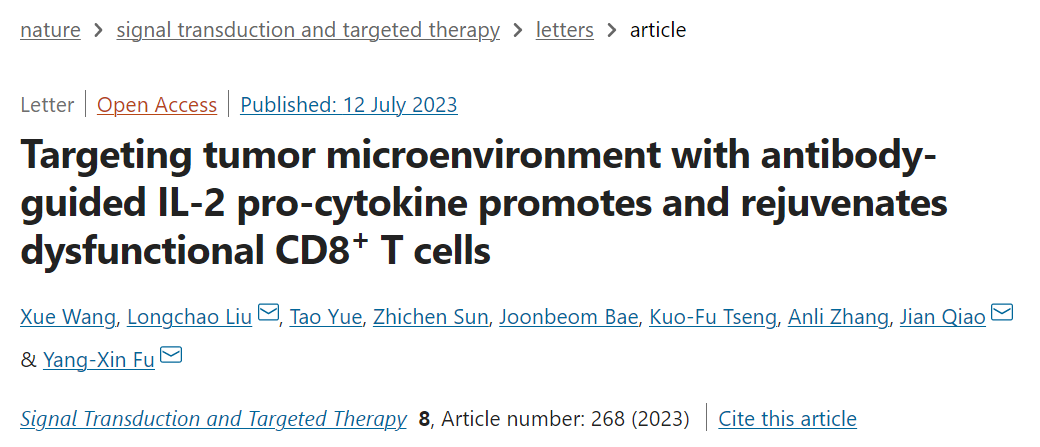 STTT：傅阳心/刘龙超/乔健开发靶向CLDN18.2的细胞因子前药